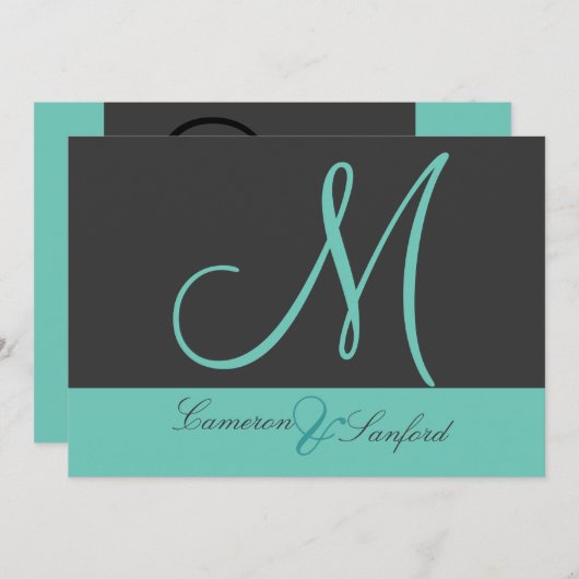 Aangepaste huwelijksuitnodigingen Monogram/grafiet Kaart (Voorkant / Achterkant)