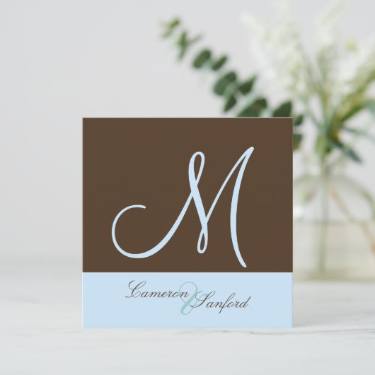 Aangepaste huwelijksuitnodigingen Monogram/lila Kaart (Staand voorkant)