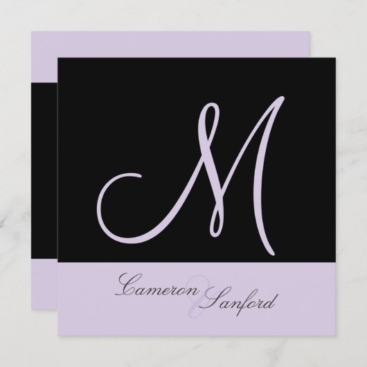 Aangepaste huwelijksuitnodigingen Monogram/lila Kaart (Voorkant / Achterkant)