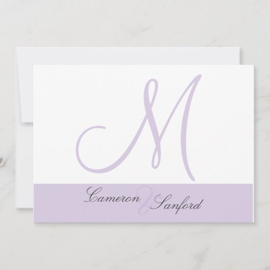 Aangepaste huwelijksuitnodigingen Monogram/lila Kaart (Voorkant)