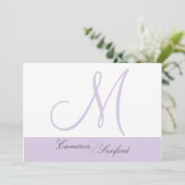 Aangepaste huwelijksuitnodigingen Monogram/lila Kaart (Staand voorkant)