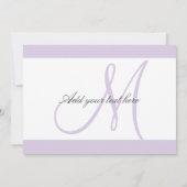 Aangepaste huwelijksuitnodigingen Monogram/lila Kaart (Achterkant)
