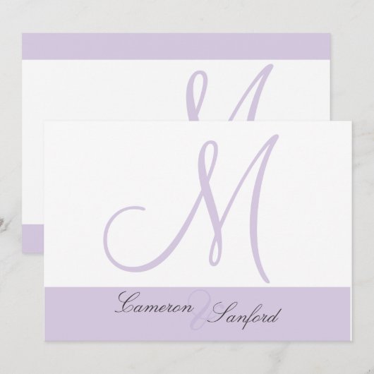Aangepaste huwelijksuitnodigingen Monogram/lila Kaart (Voorkant / Achterkant)