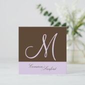 Aangepaste huwelijksuitnodigingen Monogram/lila Kaart (Staand voorkant)