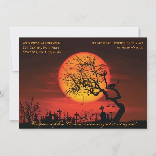 Aangepaste huwelijksuitnodigingen vanavond kaart (Achterkant)