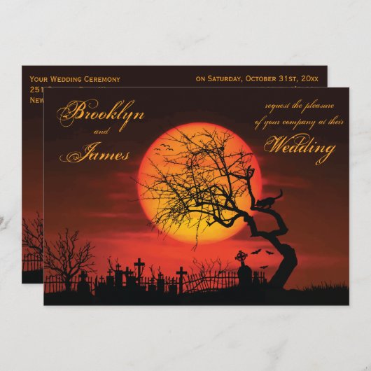 Aangepaste huwelijksuitnodigingen vanavond kaart (Voorkant / Achterkant)