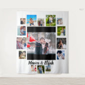 Aangepaste huwelijksverjaardag 15 foto-collage wandkleed (Voorkant)