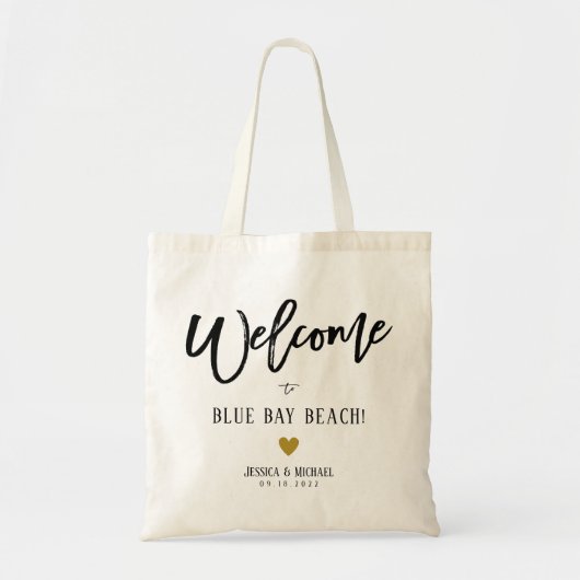 Aangepaste huwelijkswelkomstbagbestemming tote bag (Voorkant)