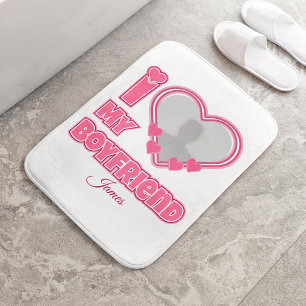 Aangepaste I Love My Boyfriend – Voeg Foto & Naam Badmat
