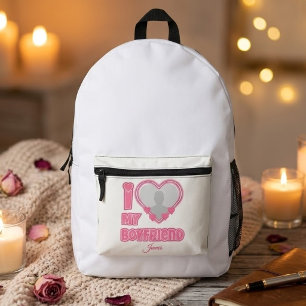 Aangepaste I Love My Boyfriend – Voeg Foto & Naam Bedrukte Rugzak