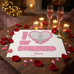 Aangepaste I Love My Boyfriend – Voeg Foto & Naam Cadeaupapier