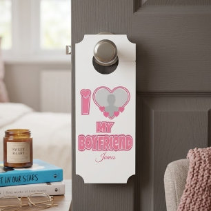 Aangepaste I Love My Boyfriend – Voeg Foto & Naam  Deurhanger