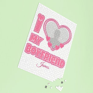 Aangepaste I Love My Boyfriend – Voeg foto & naam Legpuzzel