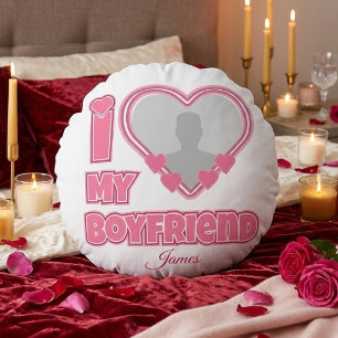 Aangepaste I Love My Boyfriend – Voeg Foto & Naam Rond Kussen
