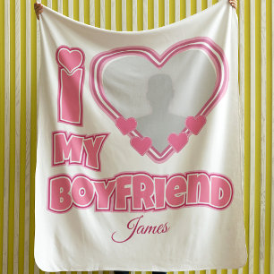 Aangepaste I Love My Boyfriend – Voeg foto & naam Sherpa Deken