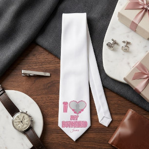 Aangepaste I Love My Boyfriend – Voeg foto & naam Stropdas