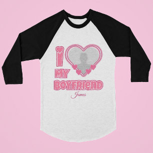 Aangepaste I Love My Boyfriend – Voeg foto & naam T-shirt