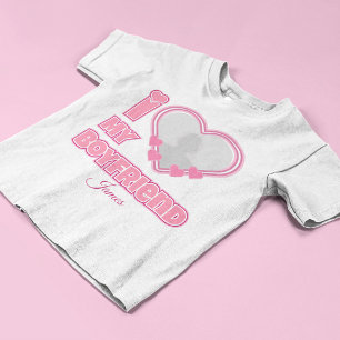Aangepaste I Love My Boyfriend – Voeg foto & naam T-shirt