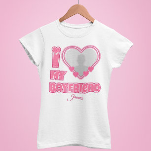 Aangepaste I Love My Boyfriend – Voeg foto & naam T-shirt
