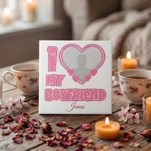Aangepaste I Love My Boyfriend – Voeg Foto & Naam Tegeltje