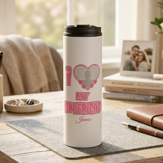 Aangepaste I Love My Boyfriend – Voeg foto & naam Thermosbeker