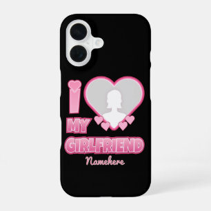 Aangepaste I Love My Girlfriend – Voeg Foto & Naam iPhone 16 Hoesje