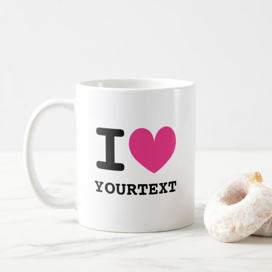 Aangepaste I-mok voor hartkoffie met een roze lief Koffiemok (Met donut)