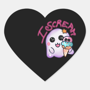 Aangepaste "I Scream" Geest met IJshoorn Kunst Hart Sticker