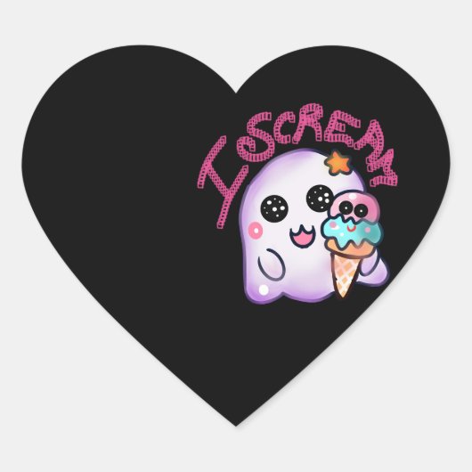 Aangepaste "I Scream" Geest met IJshoorn Kunst Hart Sticker (Voorkant)