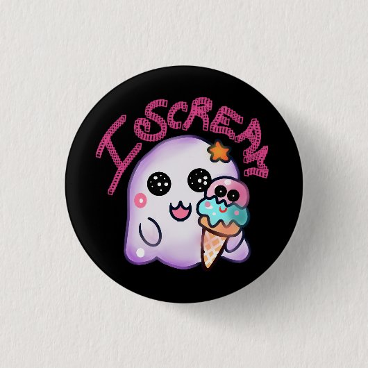 Aangepaste "I Scream" Geest met IJshoorn Kunst Ronde Button 3,2 Cm (Voorkant)