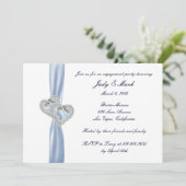 Aangepaste Ice Blue Hearts Engagement Party uitnod Kaart (Staand voorkant)