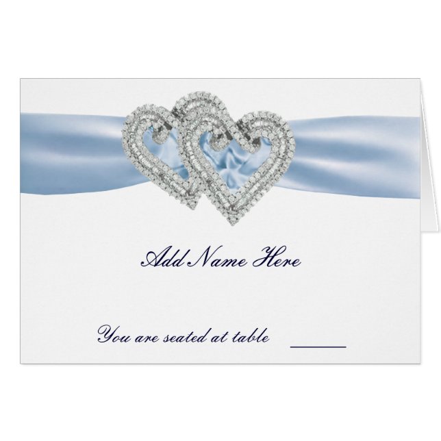 Aangepaste Ice Blue Hearts Place Card (Voorkant Horizontaal)