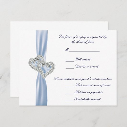 Aangepaste Ice Blue Hearts Response Kaart (Voorkant / Achterkant)