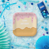 Aangepaste Ice Cream Aardbei Vanille Schattige sno Papieren Bordje (Feest)