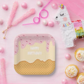 Aangepaste Ice Cream Aardbei Vanille Schattige sno Papieren Bordje (Feest)