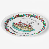 Aangepaste Ice Cream Birthday Party Papieren Bordje (Gekanteld)