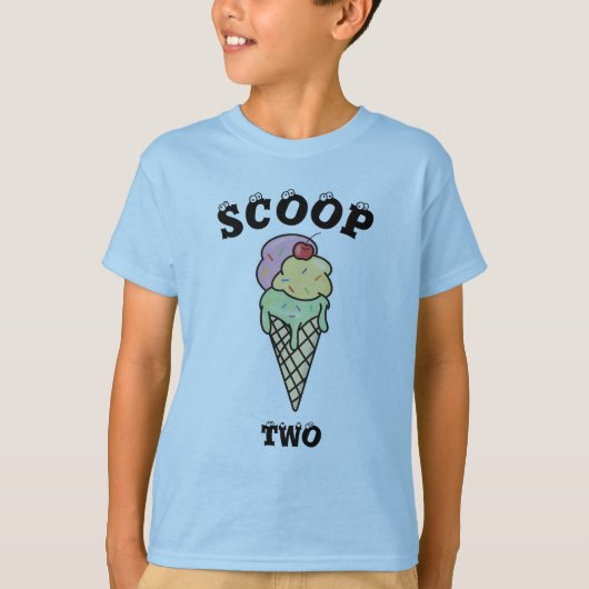 Aangepaste Ice Cream Cone Scoop Two Twins Birthday T-shirt (Voorkant)