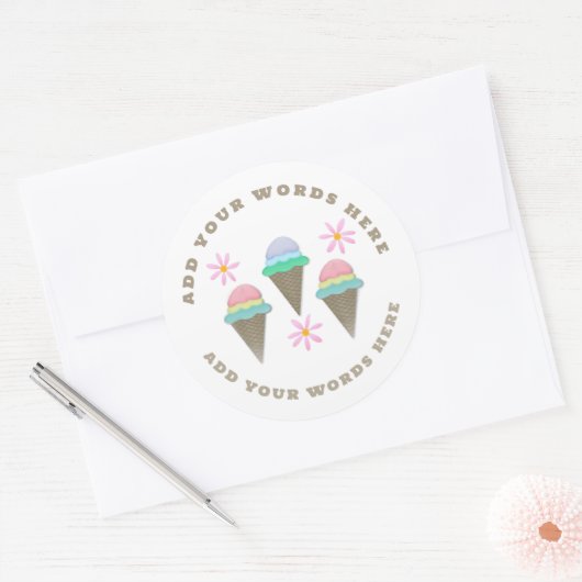 Aangepaste Ice Cream Cone Stickers (Envelop)