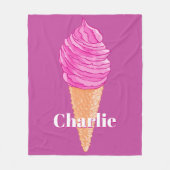 Aangepaste Ice Cream-naam en kleurendekens Fleece Deken (Voorkant)