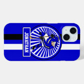 Aangepaste Ice Hockey Player Blue Case-Mate iPhone Case (Achterkant (horizontaal))