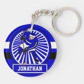 Aangepaste Ice Hockey Player Blue Sleutelhanger (Achterkant)