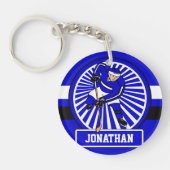 Aangepaste Ice Hockey Player Blue Sleutelhanger (Voorkant)