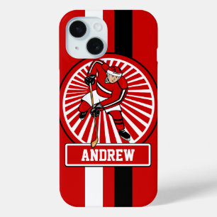 Aangepaste Ice Hockey Player iPhone 15 Case