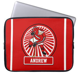 Aangepaste Ice Hockey Player Laptop Sleeve