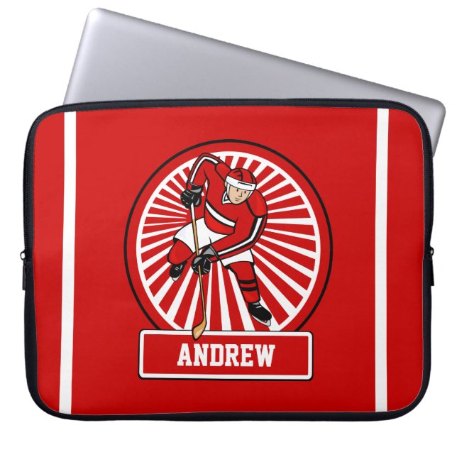 Aangepaste Ice Hockey Player Laptop Sleeve (Voorkant)