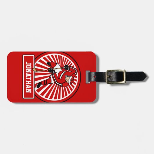 Aangepaste Ice Hockey-speler Bagagelabel (Voorkant horizontaal)