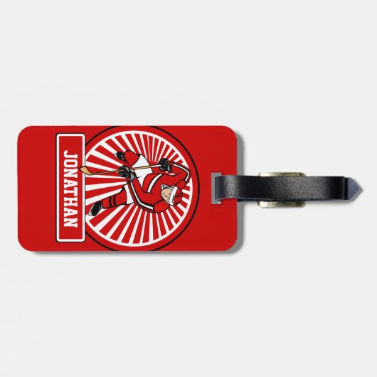 Aangepaste Ice Hockey-speler Bagagelabel (Achterkant horizontaal)
