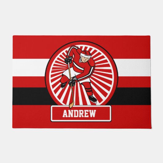 Aangepaste Ice Hockey-speler Deurmat (Voorkant)