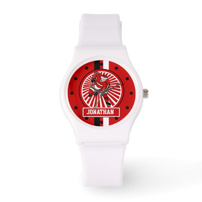 Aangepaste Ice Hockey-speler Horloge (Voorkant)