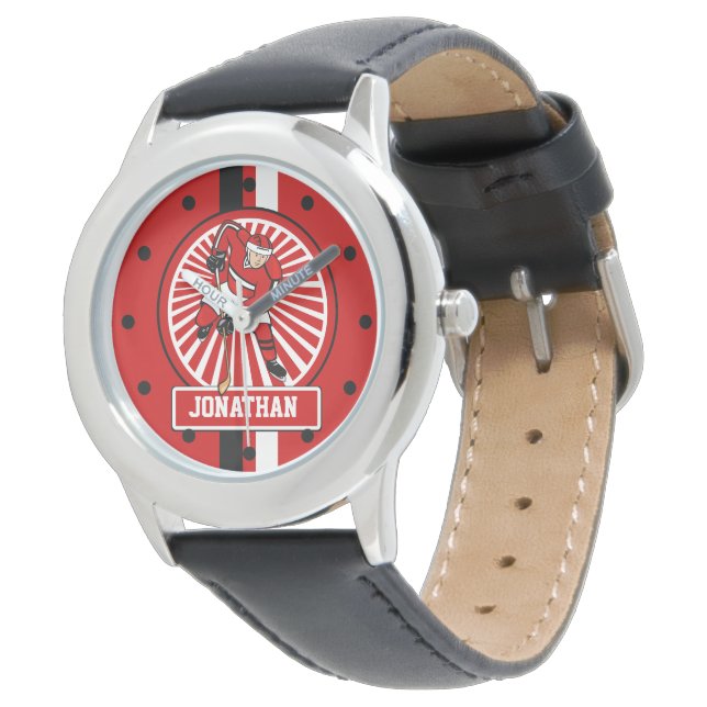 Aangepaste Ice Hockey-speler Horloge (Gekanteld)